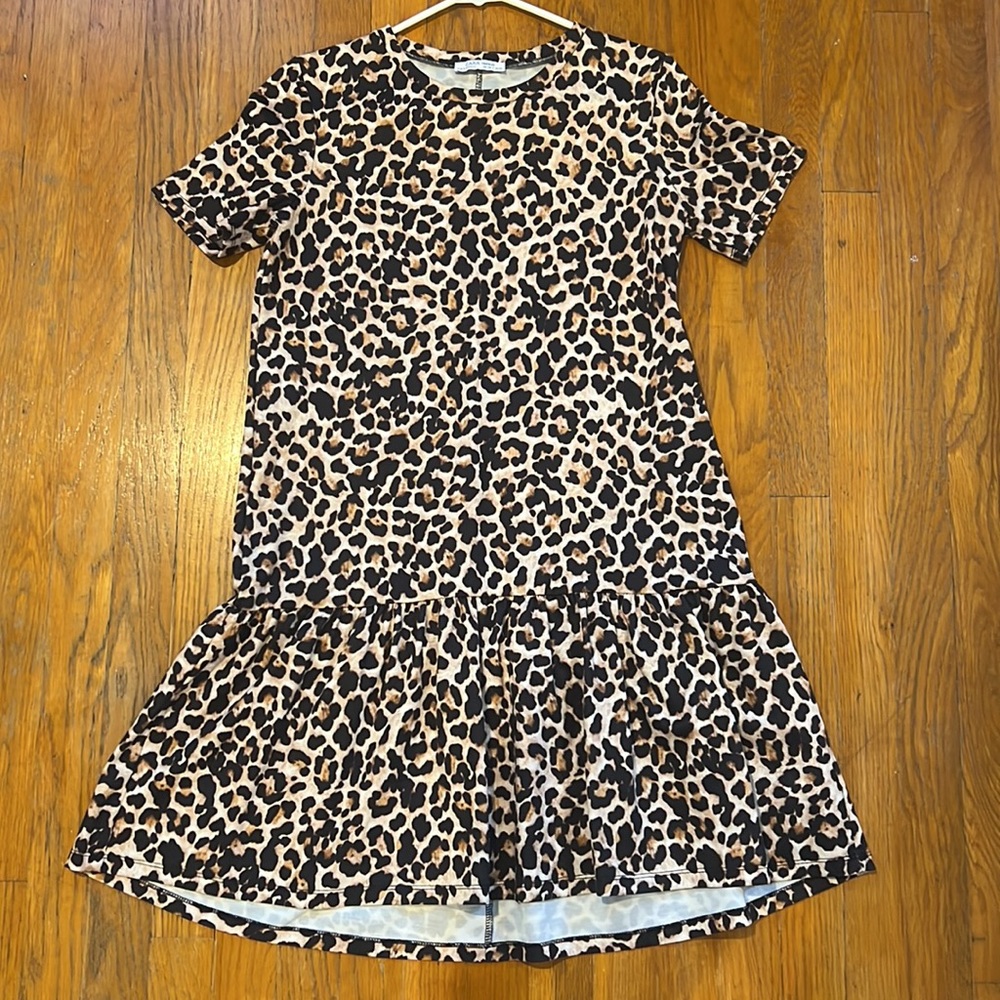 NWOT Zara Leopard drop waist dress (S)